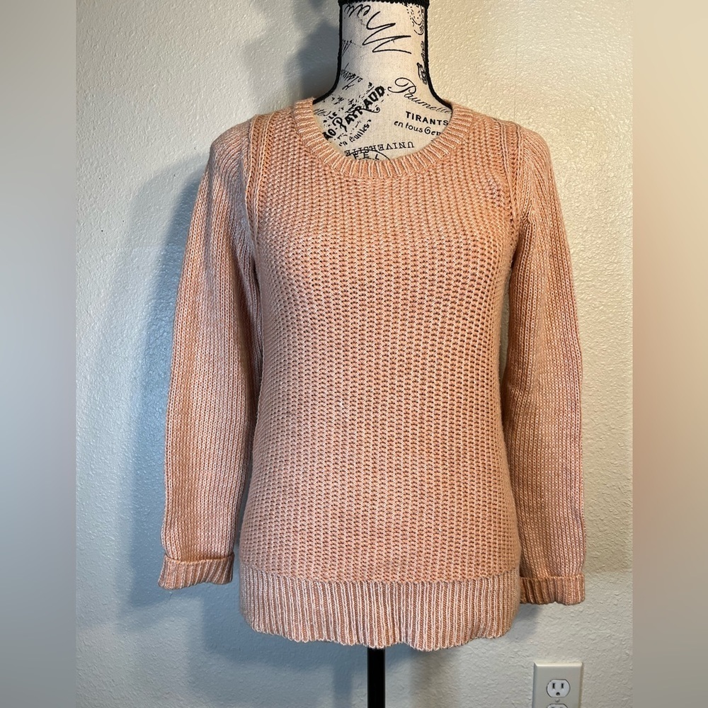 Anthropologie Sparrow Knit Boyfriend Crew Neck Sweater peach